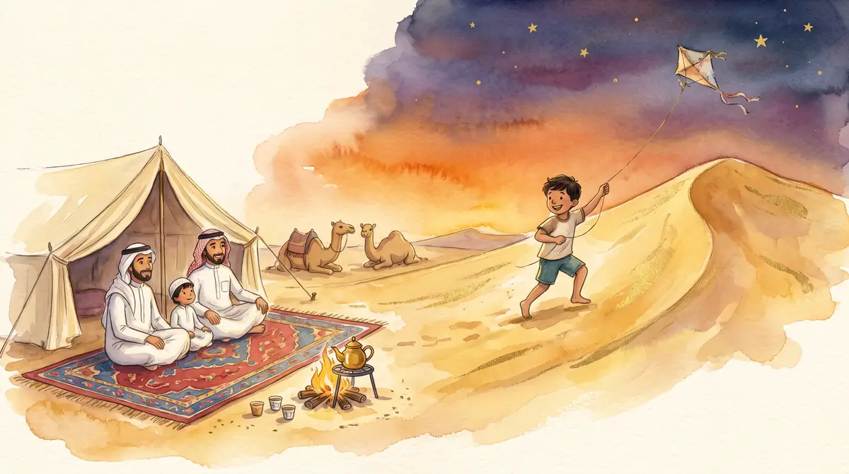 مشهد من قصة يوم صار حكاية — الرحلة البرية العائلية